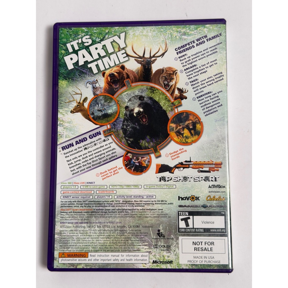 Cabela's Big Game Hunter Hunting Party Xbox 360 Hunting Game Pre-owned & tested - Picture 2 of 4